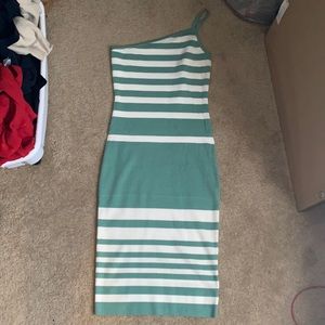 Knit striped green and white dress. Size M/L
